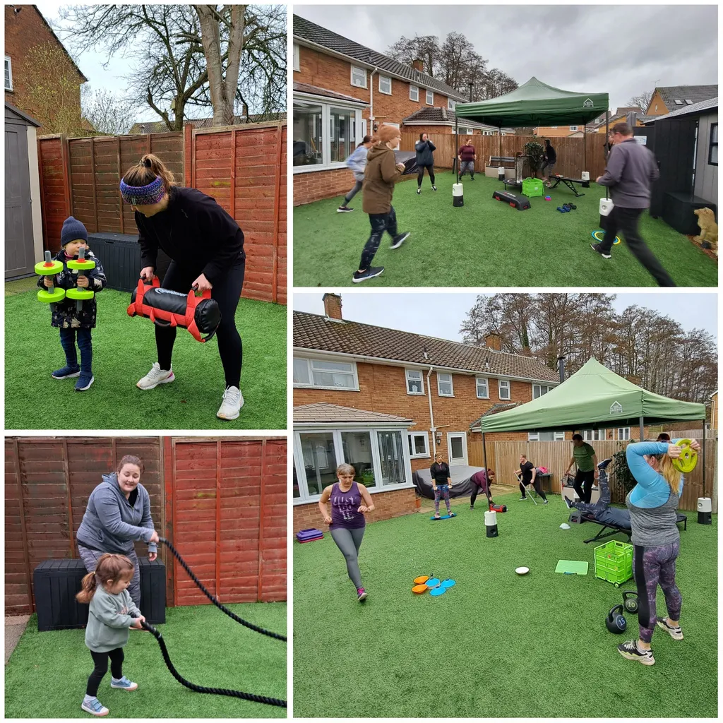 Outdoor circuit training in the private enclosed garden space at Willing Spirit Exercise Bracknell